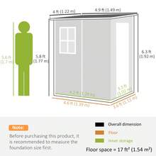 Outsunny 4 X 5FT Lean To Outdoor Storage Shed With Floor, Plastic Garden Tool Storage House Organizer With Window, Vent And Plastic Roof For Backyard, Patio, Lawn, Dark Grey - 深灰色 - 查看 7