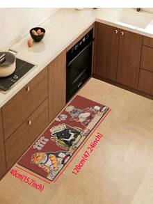 1pc Chef Cat Pattern Kitchen Rug And Mat, Anti-Fatigue, Red Kitchen Mat, Rubber Kitchen Mat Set, Coffee Color Kitchen Rug And Mat, Non-Slip Washable, Bohemian Style Kitchen Runner, Rubber Backing - Multicolor - View 15