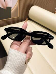 1pc Rectangular Summer Outdoor Travel Beach Vacation Casual Plastic Classic Style Fashion Glasses - Black - View 3