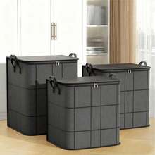 1pc Black, Thick Large Storage Bag - Made Of High-Strength, Tear-Resistant Woven Fabric; Strong Stitching, Dustproof And Moisture-Proof; Foldable And Stackable; Perfect For Travel, Moving, And Bedroom Storage. A Great Home Organization Helper, Space-Saving And Practical. - Multicolor - View 4