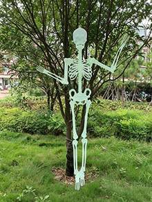 90cm Fluoreszierende Halloween Skelett Dekoration, Ganzkörper leuchtendes verstellbares Gelenk Skelett, Kunststoff Horror Hängedekoration, geeignet für Innen-/Außenbereich Garten, Terrasse, fluoreszierend grüne Skelett Figur, wiederverwendbare Halloween Themen Veranstaltung Dekoration, Halloween Dekoration, Halloween Deko, Halloween Party Zubehör - mehrfarbig - Übersicht 6