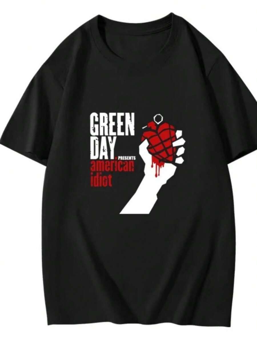 Women GREEN DAY Printed T-shirts 2026 Summer Women Oversized T-shirts Novelty Funny Streetwear Summer Comfortable Tee - Negro - Ver 1