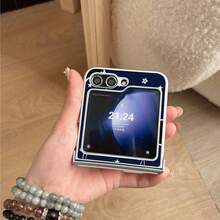 1件裝清新蝴蝶結與星星圖案 PC 折疊手機殼，適用於 Galaxy Z Flip7/ZFlip6/ZFlip5/ZFlip4/ZFlip3/Z FE，磁吸保護殼 - 彩色 - 查看 4