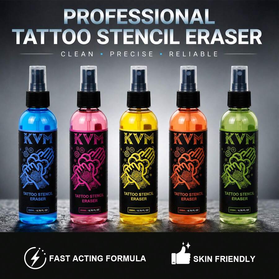 KVM 200ml 紋身圖案轉印清除噴霧,徹底清除紋身轉印圖案留下的痕跡,是紋身師與紋身愛好者修改紋身設計的便利紋身用品 - 查看 1