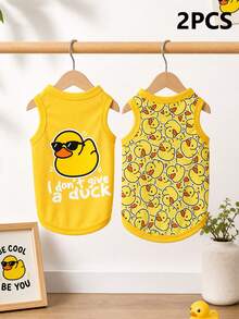 LUCKIE PAW 2pcs/Set Rompi Hewan Peliharaan Motif Bebek Kuning Kecil yang Lucu, Rompi Anjing Anti Kutu, Mengurangi Kerontokan Bulu, Isolasi, dan Bernapas, Cocok untuk Anjing Kecil & Besar, di Dalam & Luar Ruangan - Kuning - View 13