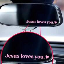1pc "Jesus Loves You" Car Sticker, Minimalist & Fashionable Car Decal, Suitable For Rearview Mirror And Various Scenes, Elegant & Aesthetic - Car Stickers - View 5