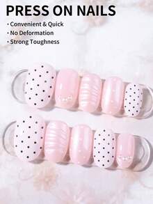Bộ 30 móng tay giả ngắn hình oval chấm bi, bao gồm 1 miếng dán hai mặt và 1 dũa móng, móng tay chấm bi ngắn giúp ngón tay bạn tỏa sáng và lấp lánh, hoàn hảo cho tiệc tùng, khiêu vũ và sử dụng hàng ngày - Nhiều màu - Xem 3