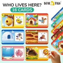 Animal Flash Cards For Toddlers, Montessori Matching Game,Educational Alphabet Vocabulary Learning Toy,Cartoon Zoo Puzzle,Back To School,Birthday Gift - 彩色 - 查看 8