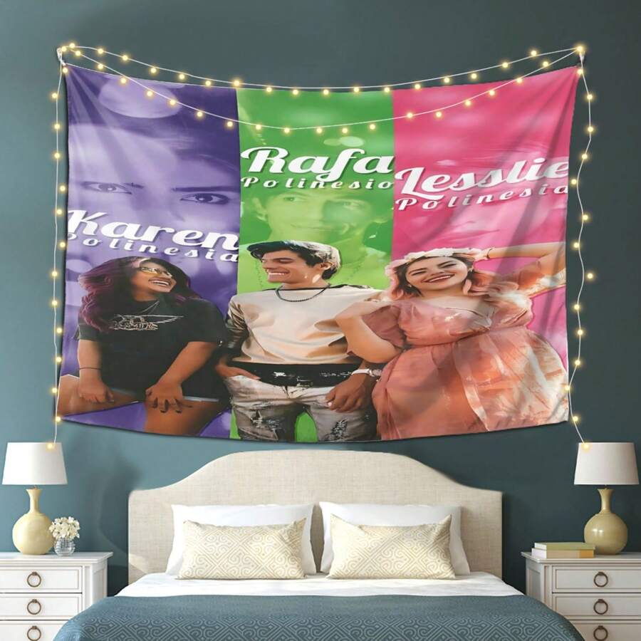 A Los Polinesios Trio Picture Tapestry - Creative Print Tapestry, Selected High-Quality Peach Skin Velvet Tapestry, Living Room, Bedroom, Party Decoration, Wall Decoration, Suitable For Living Room, Dormitory, Office - 彩色 - 查看 1