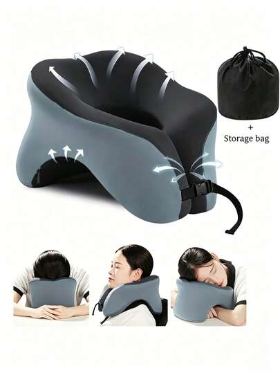 360° Kopfstütze Memory Foam 2-in-1 Nackenkissen, mit Aufbewahrungstasche, verstellbarer Schnalle, geeignet für Reisen, Zuhause, Büro und Gaming