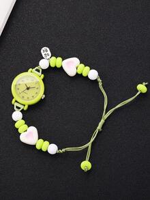 Women's Heart-Shaped Beaded Bracelet Quartz Watch, Exquisite Gift For Girlfriend (3pcs/Set), Watch Box Not Included - Multicolor - View 7