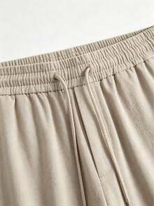 GRDR Men's Straight Leg Casual Pants, Japanese Slouchy, Elastic Waist With Drawstring - Apricot - View 9