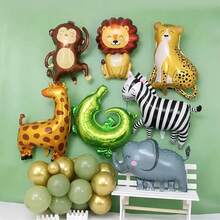 5/7pcs Large Monkey Elephant Zebra Lion Tiger Giraffe Crocodile Shaped Aluminum Foil Balloons For Jungle Party Decoration - View 6