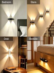New 4-Head Cat-Eye Sensor Light, Three-Color Temperature/RGB Gradient Ambient Light, Bedside Lamp, Wall Lamp, Holiday Atmosphere Lamp, Perfect Valentine's Day And Christmas Gift, USB Charging, Holiday Atmosphere Lighting Fixture - one-size - View 12