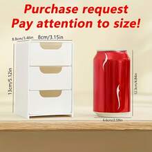 1pc 3-Tier Mini Desktop Drawer Organizer, Small Plastic Storage Box With Drawers, Stackable Lightweight Space-Saving Compact Design, Suitable For Office Supplies - A - View 2