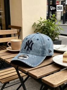 Gorra de béisbol de mezclilla lavada premium New Era, protección solar UPF50+ ajustable, adecuada para entusiastas del estilo denim y western - Azul - Ver 9