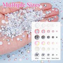 15000 Pcs White Resin Rhinestones For Crafting, Silver Flatback 2-6 Mm Gems Jelly Rhinestones, Mixed Sizes Bedazzling Gems Crystal For Nail Art Face Makeup Craft DIY Accessories - Multicolor - View 4