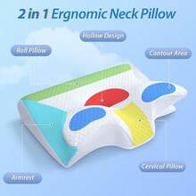 Memory Foam Butterfly Pillow, Ergonomic Neck Support And Relaxation Function, Suitable For Back/Side Sleepers, Helps Improve Sleep Quality, Great Gift For Family, Suitable For All Seasons - Horn Pillow - View 6