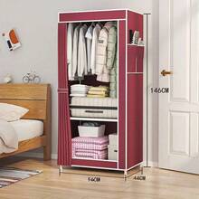 Single Wardrobe With Wire Frame, 146cm, Clothes Organizer With Curtain Door - View 2