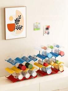 1 pieza Soporte creativo de taza de agua ondulada, estante de almacenamiento multicolor multicapa para tazas de té y café, soporte de taza estilo dopamina, organizador de escritorio de alta capacidad para el hogar, sala de estar, comedor y gabinete - Ver 10