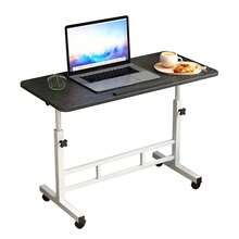 Höhenverstellbarer mobiler Schreibtisch auf Rollen – Klappbarer Laptoptisch (65–87 cm), 180° drehbare Tischplatte – Kompakter Arbeitsplatz für Zuhause, Büro & Schlafzimmer - 60 x 40 cm - Übersicht 1