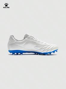 KELME Men's MG Short Stud Football Shoes, Professional Match & Daily Training For Natural And Artificial Grass, Frisbee - White and Blue - View 2