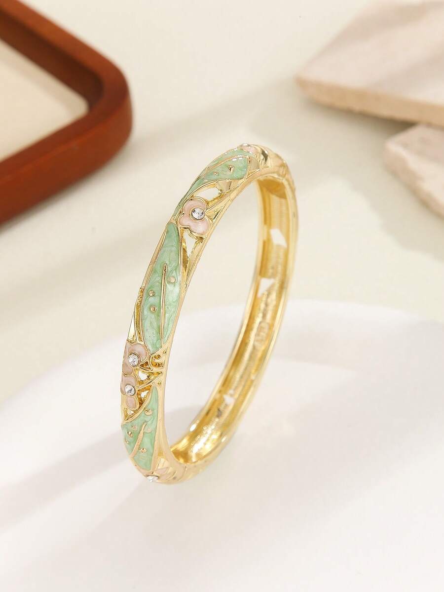 1件女款景泰藍水鑽滴油鍍金手鍊 - 綠松石色 - 查看 1