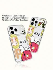 Miniso Snoopy 手機殼輕巧防滑防摔，透明設計適合夏季，卡通動漫風，適用於 iPhone 17 17Air 17pro 17promax 11 12 13 15 16pro 16promax 14Plus 15Plus 16Plus 15pro 16promax XR，送給親友的節日禮物 - 無色 - 查看 6