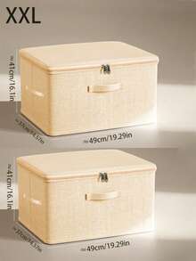 Breathable Linen Storage Box, Foldable Organizer Bin With Zipper, Stackable Container For Clothes, Bedding And Bedroom Organization - Beige - View 10