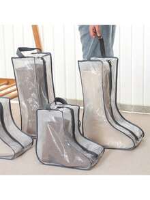 1/2/3/4pcs Boot Storage Bags Dust-Proof, Travel Shoe Bags Mid-High Boot Storage Bags, Home Boot Storage Bags, Visible Dust-Proof Boot Covers, Suitable For Shoe Storage Racks, Graduation Travel Shoe Storage Bags, Graduation Gifts - Black - View 2