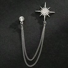 男士高級皇家皇冠胸針，附鏈條、花朵與流蘇裝飾，西裝皇冠飛機別針配件，高端滿鑽宮廷風大衣西裝襟花 - 彩色 - 查看 10