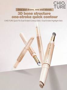 CHIOTURE Dual-Ended Contour & Highlight Pen, Multi-Use For Highlight, Nose Shadow, Contour & Under-Eye Lash Line, Natural Three-Dimensional Effect, Defines Facial Contours, Smooth & Blendable, Perfect For Beginners - #01 Gray-brown - View 1