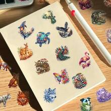 50pcs Watercolor Floral & Animal Stickers For Journal, Planner, Decoration, DIY Crafts, Collage, Floral Nature Theme Stickers, Back To School, Vision Board Decoration - A - View 6