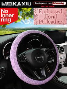 MEIKAXIU New PU Leather Carving Steering Wheel Cover, Fits 14.5-15 Inch Cars, Decorative Accessories, Suitable For Women - PU Carved Leather - View 9