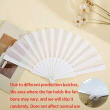 1pc Minimalist Solid Color Folding Fan - Chinese Ladies Hand Fan, Plastic Ribs, Suitable For Parties, Wedding Favors, Home Decor, Dance Performances, DIY Decoration (Black, White) - Multicolor - View 9