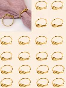 12/50 Pcs Gold Napkin Ring Minimalist Knotted Tablecloth Napkin Holder Sturdy Metal Modern Decor For A Wedding Gift Set For Halloween Thanksgiving Christmas Dinner Table Decoration - Gold - View 11