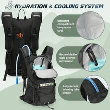 Hydration Backpack With 2L Water Bladder, 15L Lightweight Hiking Backpack For Women & Men Small Insulated Hydration Water Pack For Hiking, Running, Cycling, Biking, Black - Nhiều màu - Xem 5