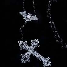 New Gothic Necklace Rosary Beaded Traditional Cross Halloween Pendant Witch Jewelry Gothic Handmade Jewelry Creative - 1 - View 3