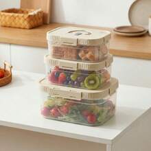 Multi-Functional Transparent Plastic Compartment Food Storage Box, Refrigerator Multi Grids Sealed Fresh-Keeping Box With Cover, Large Capacity Reusable Vegetables FruitsIngredient Container, Microwave Heatable, Kitchen Food Storage And Organization - Multicolor - View 12