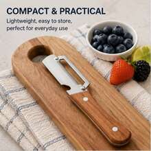 3pcs Multi-Functional Peeler, Thick Stainless Steel Fruit Peeler Knife, 2-In-1 Vegetable Peeler With Bottle Opener, Wooden Handle Stainless Steel Blade Kitchen Tool For Sugarcane, Potato, Fruit, Pineapple, Pumpkin, Carrot, Vegetable - Multicolor - View 4