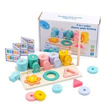 Wooden Magnetic Fishing Toy 3-In-1 Shape Stacking & Matching Game, Early Learning Cognitive Blocks, Parent-Child Interactive Educational Gift - Multicolor - View 14
