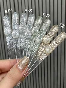 LYTTOA 10ml Champagne Gold Reflective Glitter Gel Nail Polish - Starry Sparkle Soak Off UV 1pc/4pcs - Multicolor - View 6