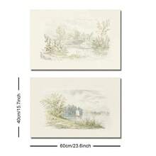 Bộ 1/2 tấm tranh in canvas phong cảnh đồng quê vintage mộc mạc có khung/không khung, hình cây cầu hồ trang trại phong cách Cottagecore, tranh treo tường trang trí hành lang lối vào, phòng khách, phòng ngủ, decor nhà hiện đại - A - Xem 10