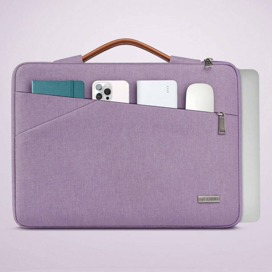 TECOOL 13-16 吋筆電保護套,相容 MacBook Air 13 15 M1 M2 2012-2023、13" Neo 2026、Pro 13 14 15 16 2010-2022、14-15.6 吋 HP Chromebook Surface Laptop,防震防水便攜包 - 紫丁香色 - 查看 1