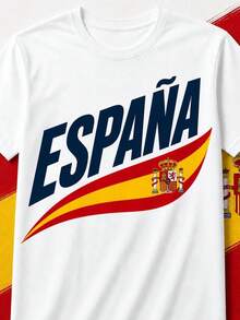 Spain Wave Script T-Shirt| Spanish Flag  Unisex - White - View 1