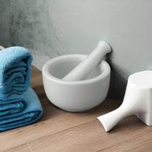 2.75 Inch Fine Porcelain Mortar And Pestle Set, Multifunctional Kitchen Grinder For Spices Garlic Nuts, For Nut Butter Making, Cocina Tool, Manual Crusher Compatible For Salt And Pepper Shaker, Household Kitchen Gadget - Porcelain - View 7