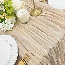 1/3/6 Stücke hellblauer Tischläufer im Boho-Stil aus halbtransparentem Käse-Gaze, Tischdekoration für Geburtstags- und Babyparty im Boho-Stil - Beige - Übersicht 6