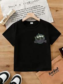 Disney Toy Story  Green Aliens Baby T-Shirt, 6 Months-3 Years, Unisex Neon Pizza Planet Print Tee, Summer Casual Short Sleeve, Express Delivery - Black - View 2