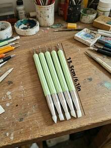 25/5件組 矽膠與金屬點繪工具組，雙頭雕塑筆，適用於陶藝、石頭藝術、美甲設計、黏土手工藝與混合媒材創作 - 彩色 - 查看 2