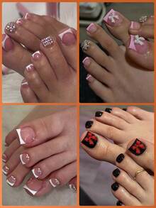 120pcs Matte Soft Gel Full Coverage Square Acrylic Artificial Toenail Tips For Nail Salon And Home Pedicure Nail Care Supplies - 無色 - 查看 2